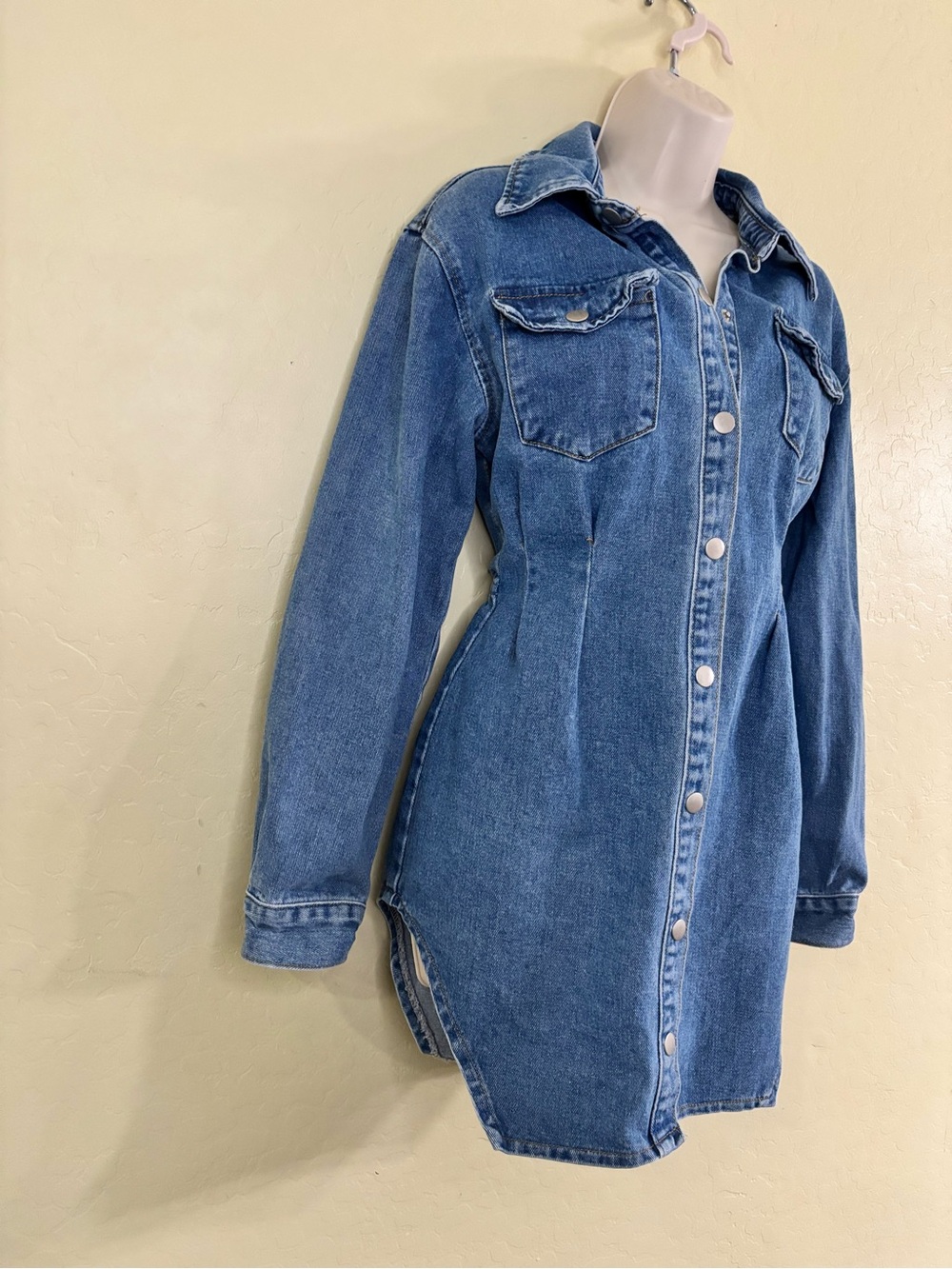 PrettyLittleThing Blue Denim Button-Front Shirt Dress Size 4 - Picture 6 of 16